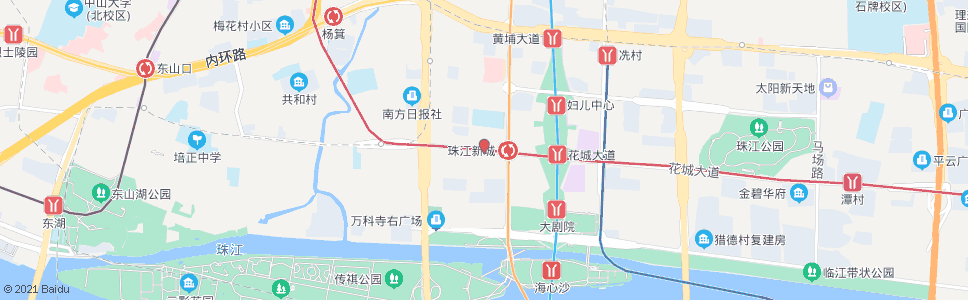 广州花城大道(华穗路口)站_公交站地图_广州公交_妙搜公交查询2024