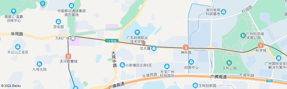 广州科学大道(风信路口)_公交站地图_广州公交_妙搜公交查询2024