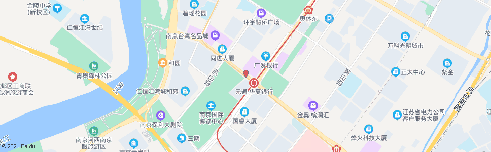 南京河西大街元通西_公交站地图_南京公交_妙搜公交查询2024