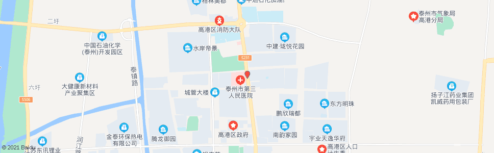 泰州高港人民医院(东门)_公交站地图_泰州公交_妙搜公交查询2024