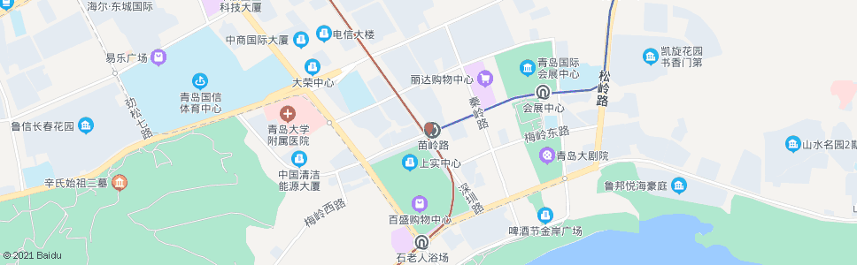 青岛苗岭路东站_公交站地图_青岛公交_妙搜公交查询2024