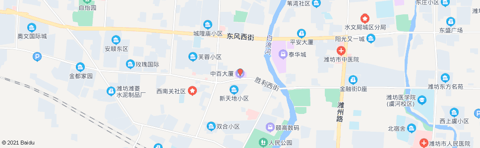 潍坊中百大厦(胜利街和平路口)_公交站地图_潍坊公交_妙搜公交查询2024