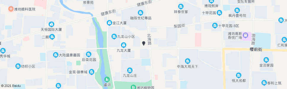 潍坊北海路樱前街路口(唐宁府)_公交站地图_潍坊公交_妙搜公交查询2024