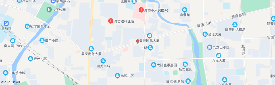 潍坊健康街虞河路口_公交站地图_潍坊公交_妙搜公交查询2024