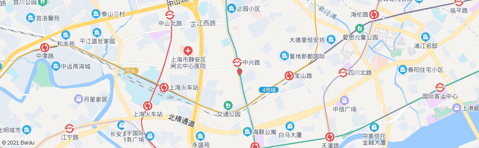 上海西藏北路中兴路_公交站地图_上海公交_妙搜公交查询2024