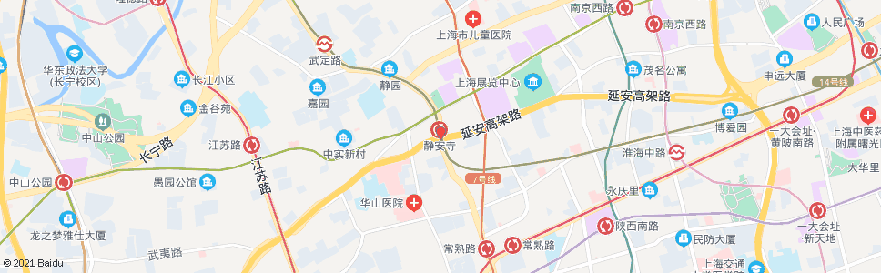 上海华山路延安西路_公交站地图_上海公交_妙搜公交查询2024