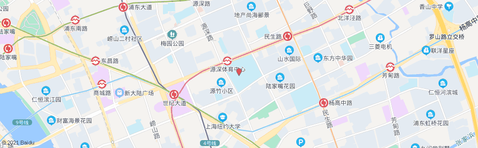 上海源深路张杨路(浦东体育公园)_公交站地图_上海公交_妙搜公交查询2025