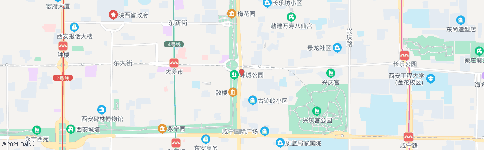 西安东门(东门外环城东路南)_公交站地图_西安公交_妙搜公交查询2024