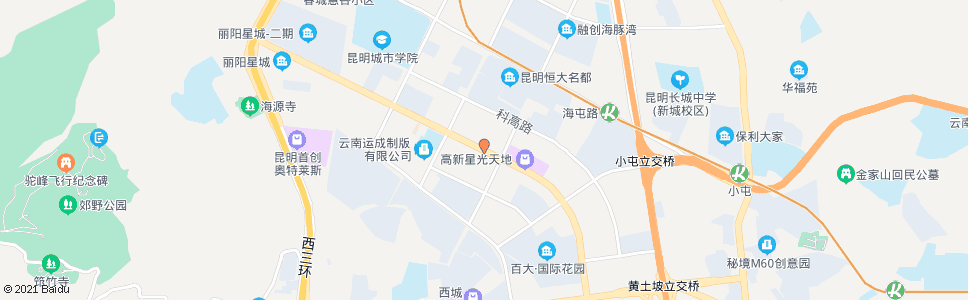 昆明科新路口海源北路_公交站地图_昆明公交_妙搜公交查询2024