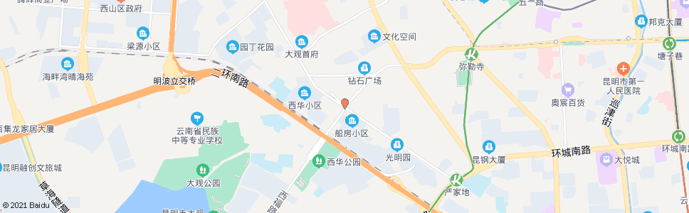 昆明西园路口西坝路_公交站地图_昆明公交_妙搜公交查询2024