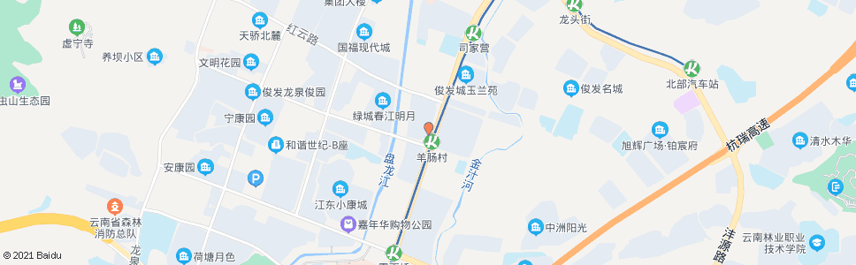 昆明北京路口红园路(羊肠村地铁站)_公交站地图_昆明公交_妙搜公交查询2024