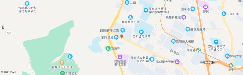 昆明丽阳星城小区(海源北路)_公交站地图_昆明公交_妙搜公交查询2024