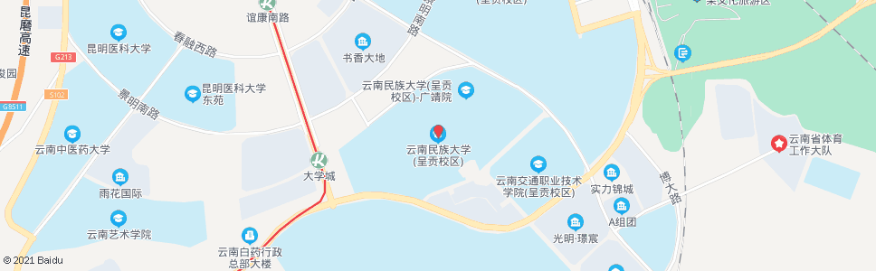 昆明兴园西路(民族大学)_公交站地图_昆明公交_妙搜公交查询2024