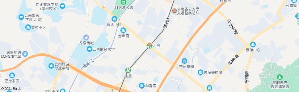 昆明北京路口北辰大道(北辰地铁站)_公交站地图_昆明公交_妙搜公交查询2024