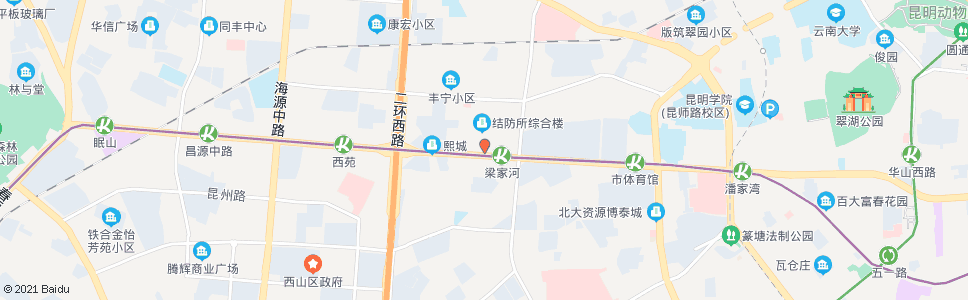 昆明梁家河车场(西园路)_公交站地图_昆明公交_妙搜公交查询2024