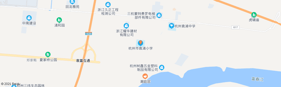 杭州袁浦小学_公交站地图_杭州公交_妙搜公交查询2024